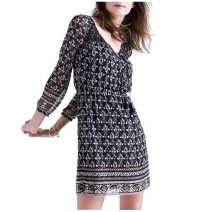 Madewell Woodland Dress Artisan Floral Black Tassel Tie‎ Smocked Boho Size 10